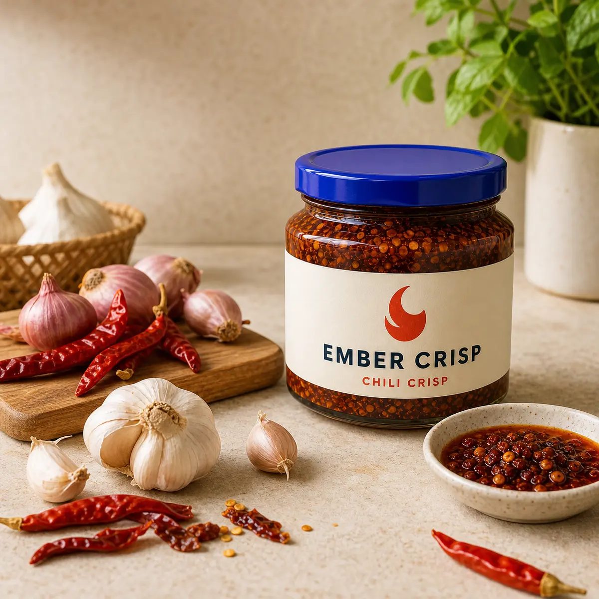 Dried chilli garlic and shallot ingredient visual