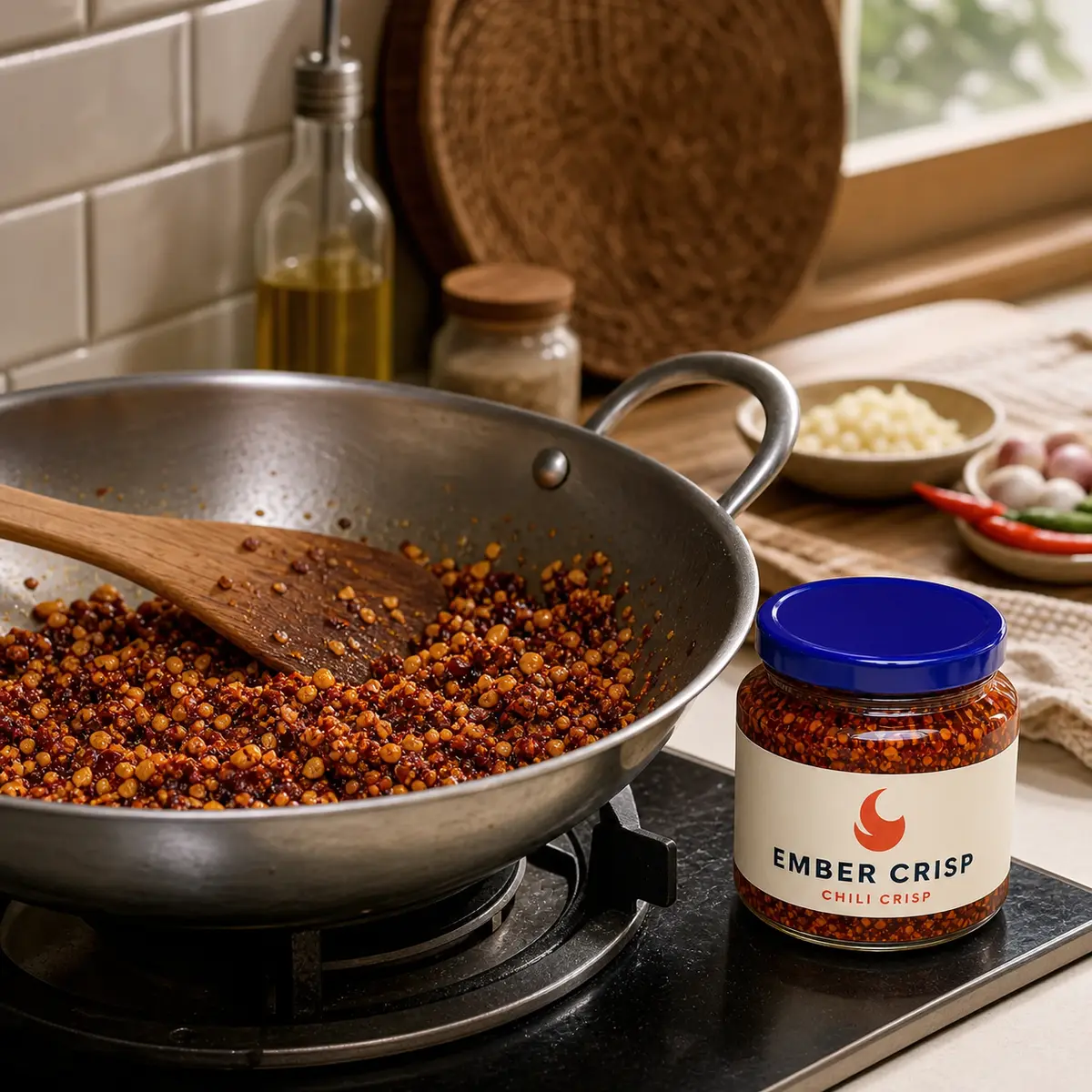 Small-batch chilli crisp preparation