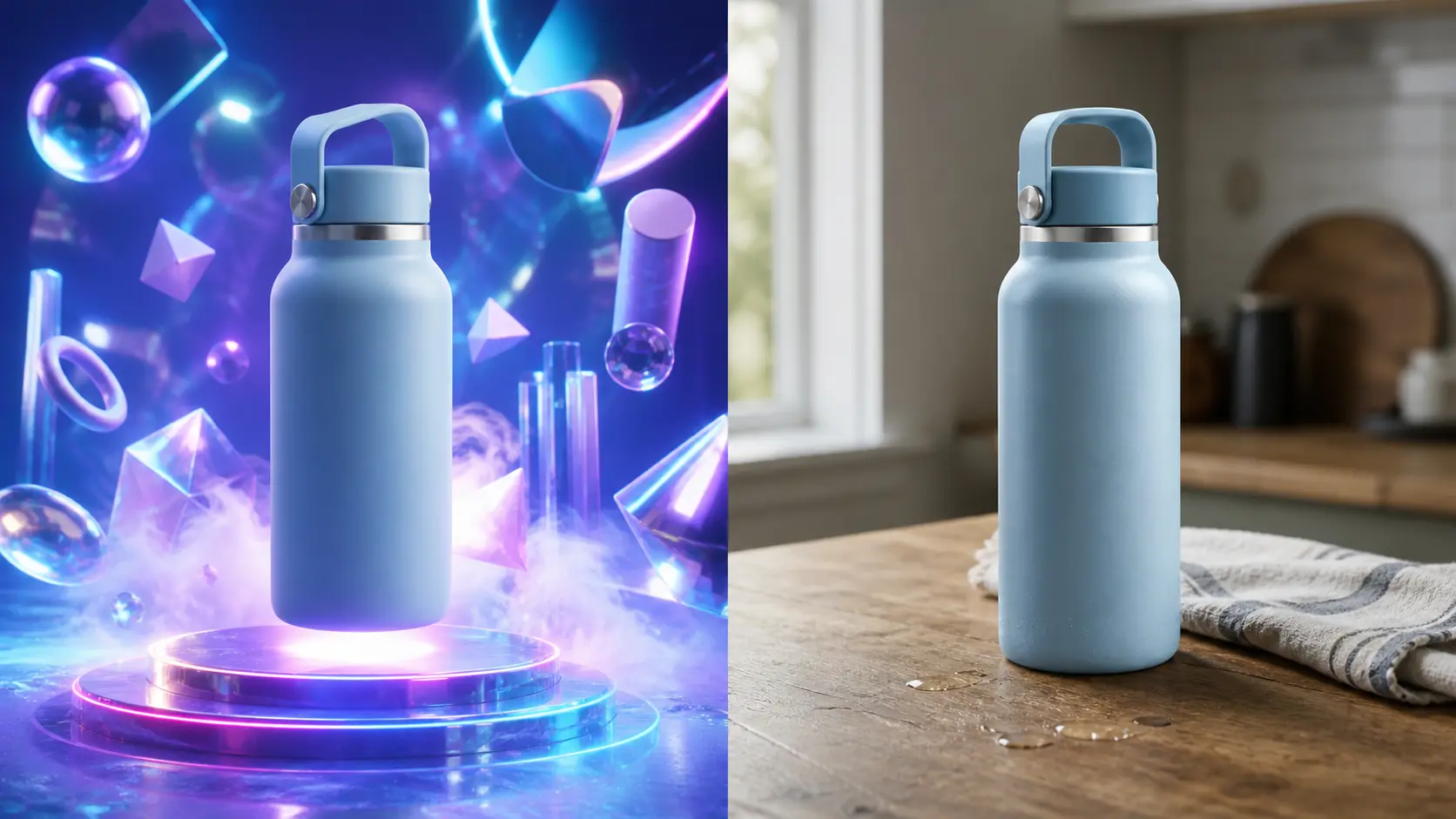A product render with generic product drift compared with a more grounded product scene