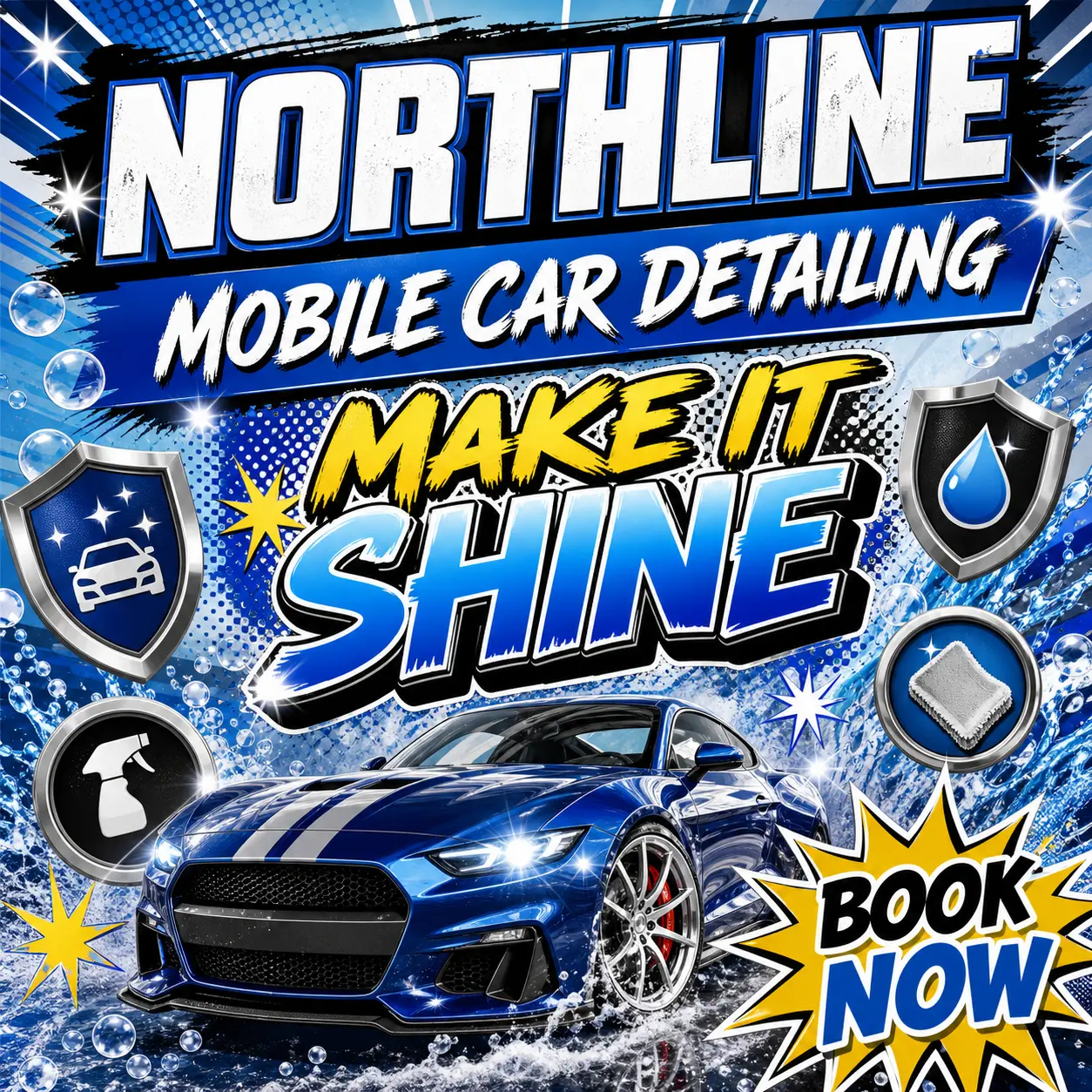 Constructed weak fictional Northline car detailing flyer