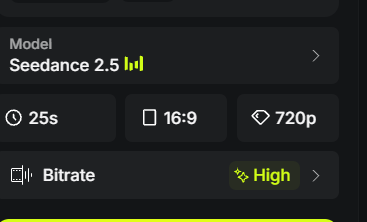 Seedance 2.5 settings